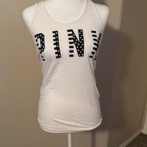PINK Victoria's Secret White Tank Top with Starry Logo